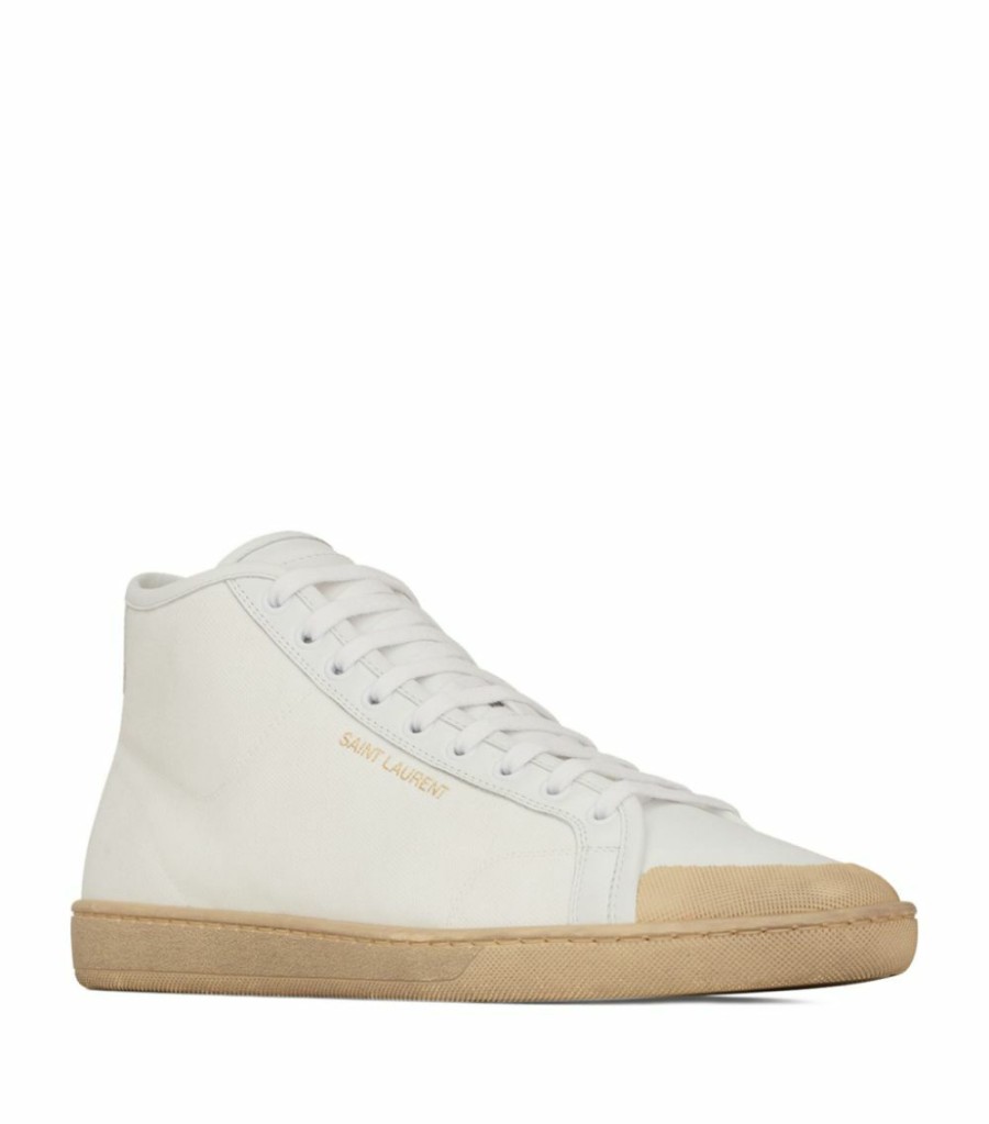 Men * | Best Sale Saint Laurent Leather Sl39 High-Top Sneakers 9026