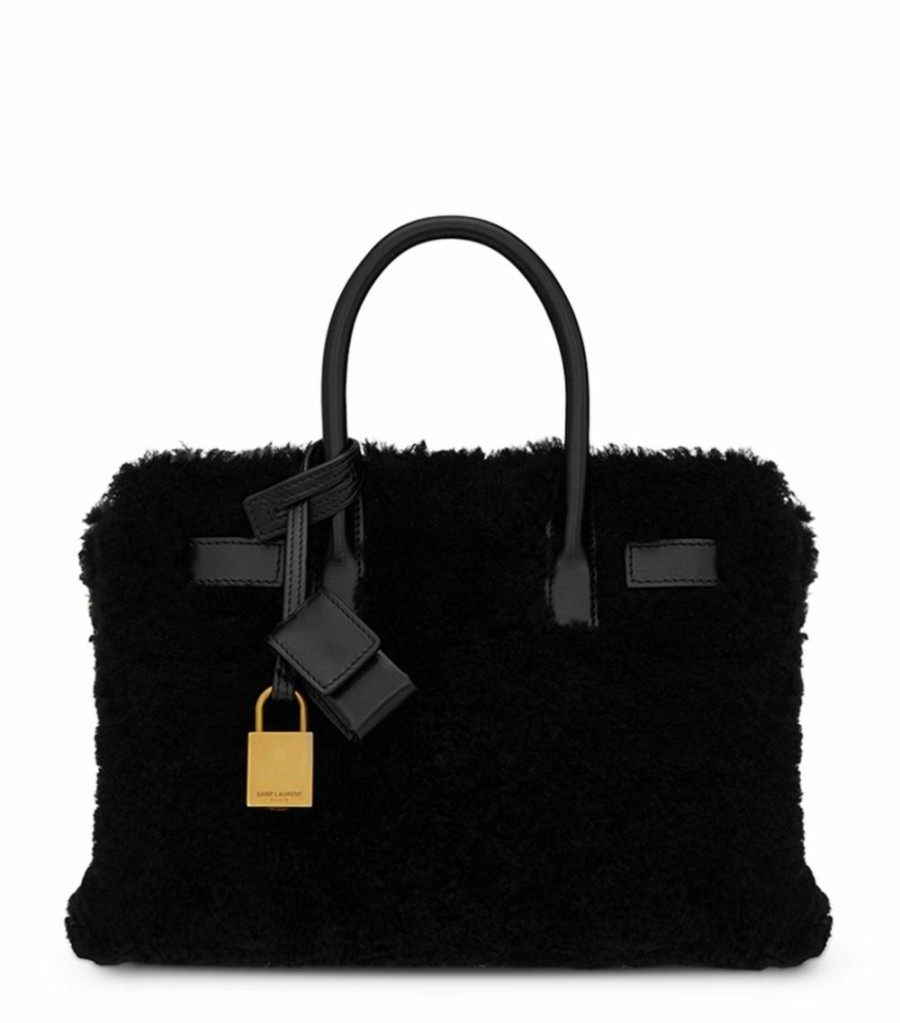 Women * | Brand New Saint Laurent Sac De Jour Shearling Tote Bag 1000 Shoulder Bags