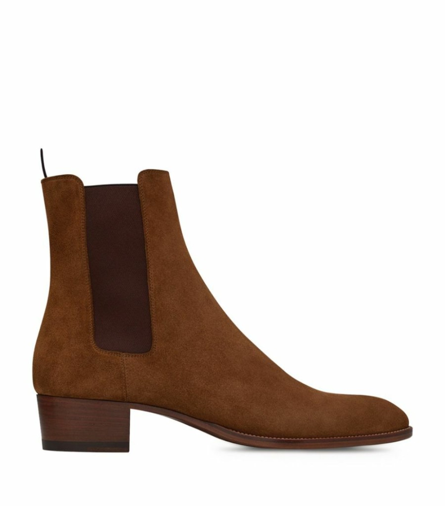 Men * | Hot Sale Saint Laurent Leather Wyatt Chelsea Boots 2635