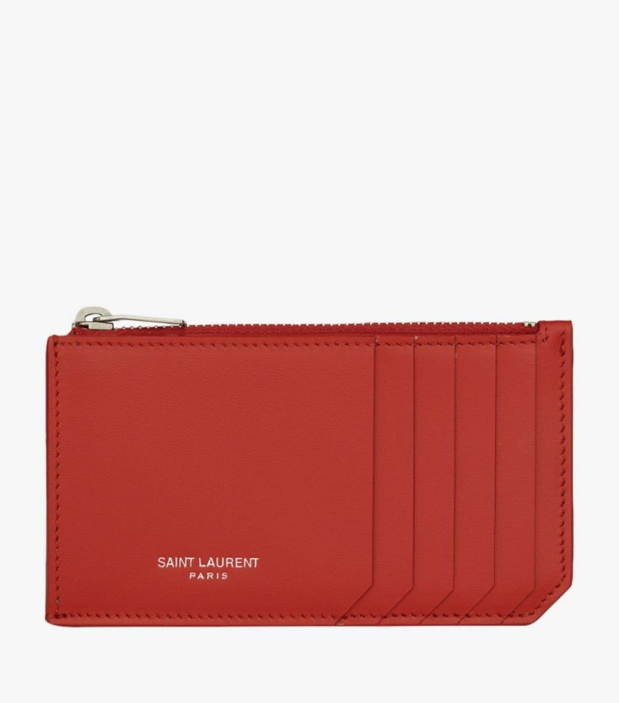 Women * | Brand New Saint Laurent Zipped Fragments Card Holder 7511 Card Holders