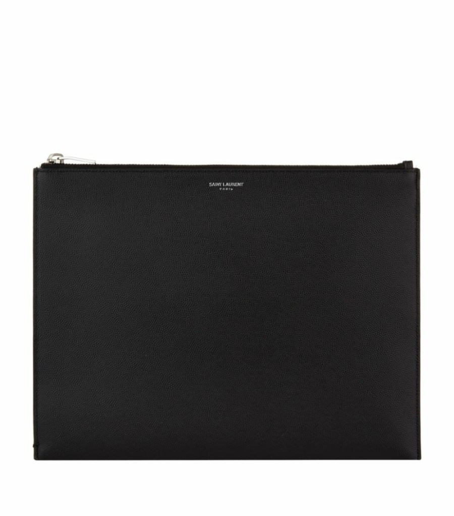 Men * | Brand New Saint Laurent Grained Leather Tablet Case 1000 Ipad & Tablet Accessories