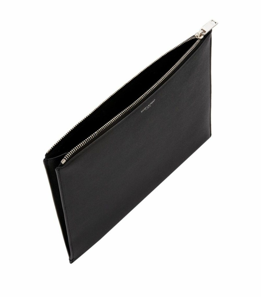 Men * | Brand New Saint Laurent Grained Leather Tablet Case 1000 Ipad & Tablet Accessories