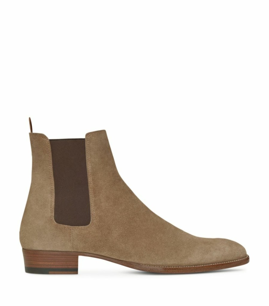 Men * | Outlet Saint Laurent Suede Wyatt Chelsea Boots 9870