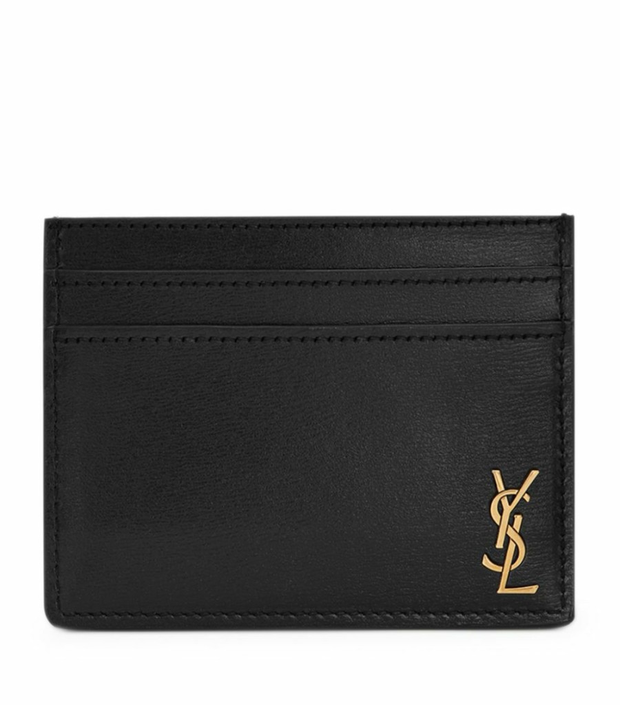 Men * | Discount Saint Laurent Leather Monogram Card Holder 1000 Cardholders