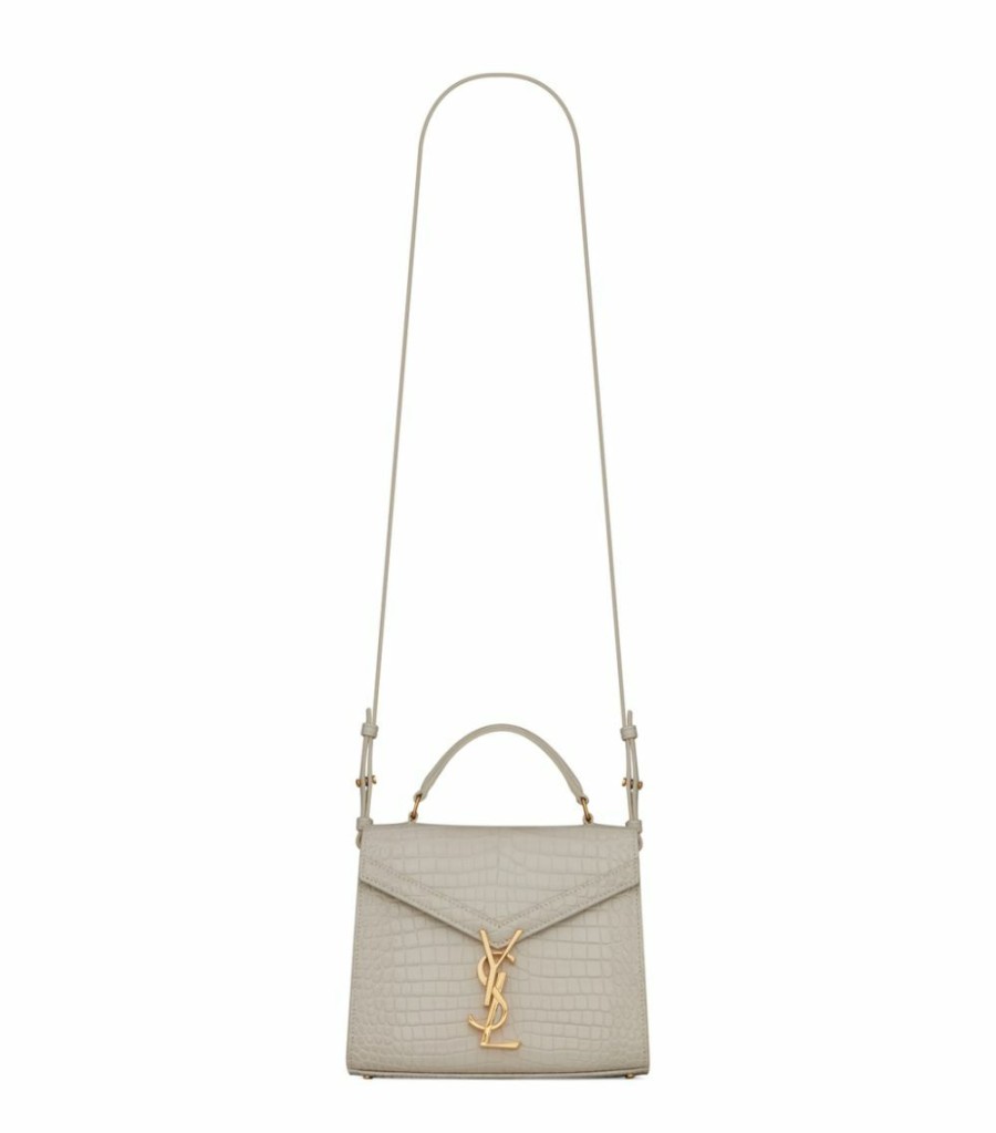 Women * | Outlet Saint Laurent Mini Cassandra Top-Handle Croc-Embossed Shoulder Bag 9207 Shoulder Bags