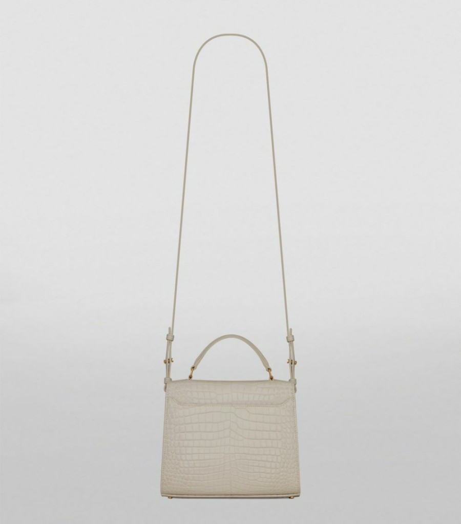 Women * | Outlet Saint Laurent Mini Cassandra Top-Handle Croc-Embossed Shoulder Bag 9207 Shoulder Bags