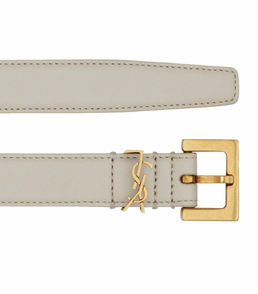 Women * | Budget Saint Laurent Leather Monogram Belt 9207 Belts