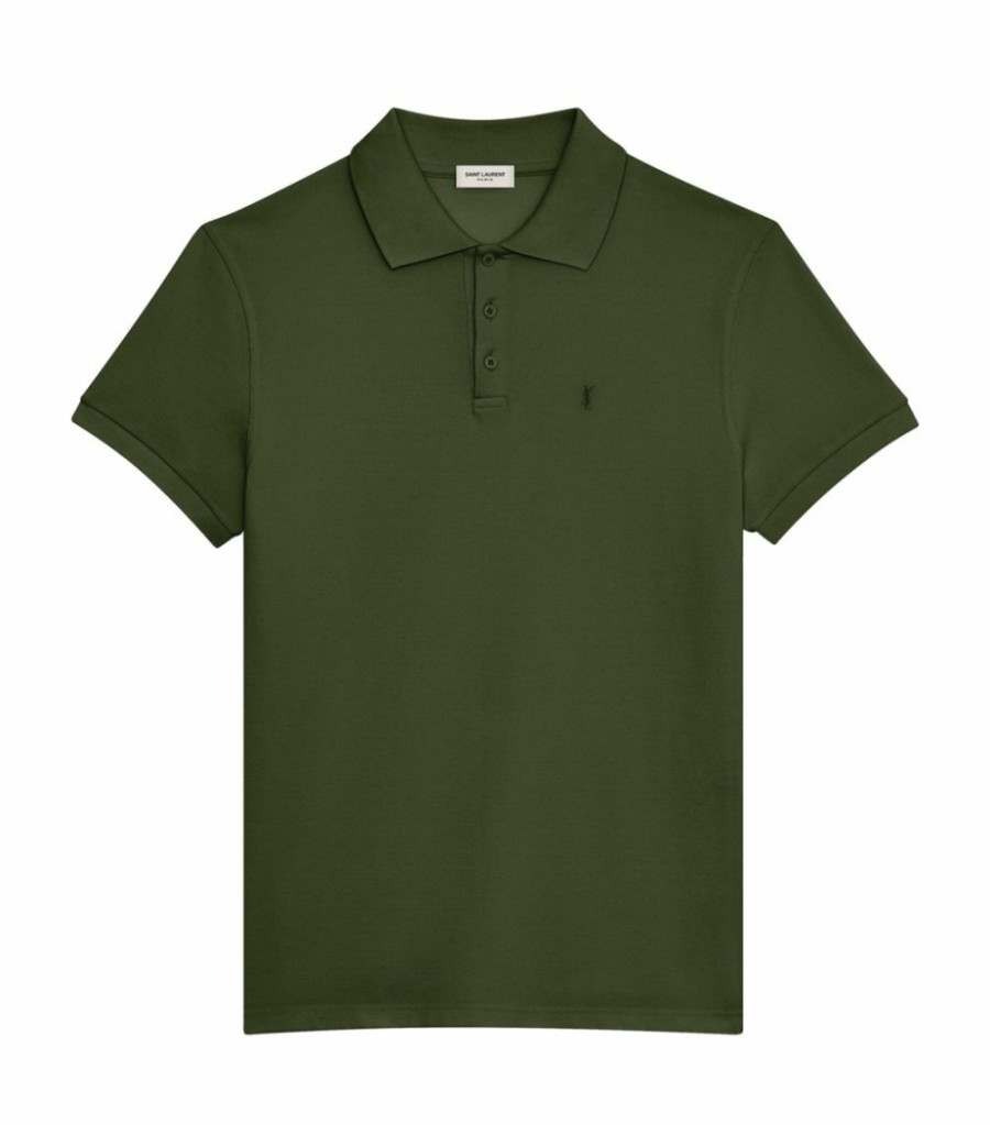 Men * | Best Reviews Of Saint Laurent Short-Sleeved Cotton Polo Shirt 1309 Polo Shirts