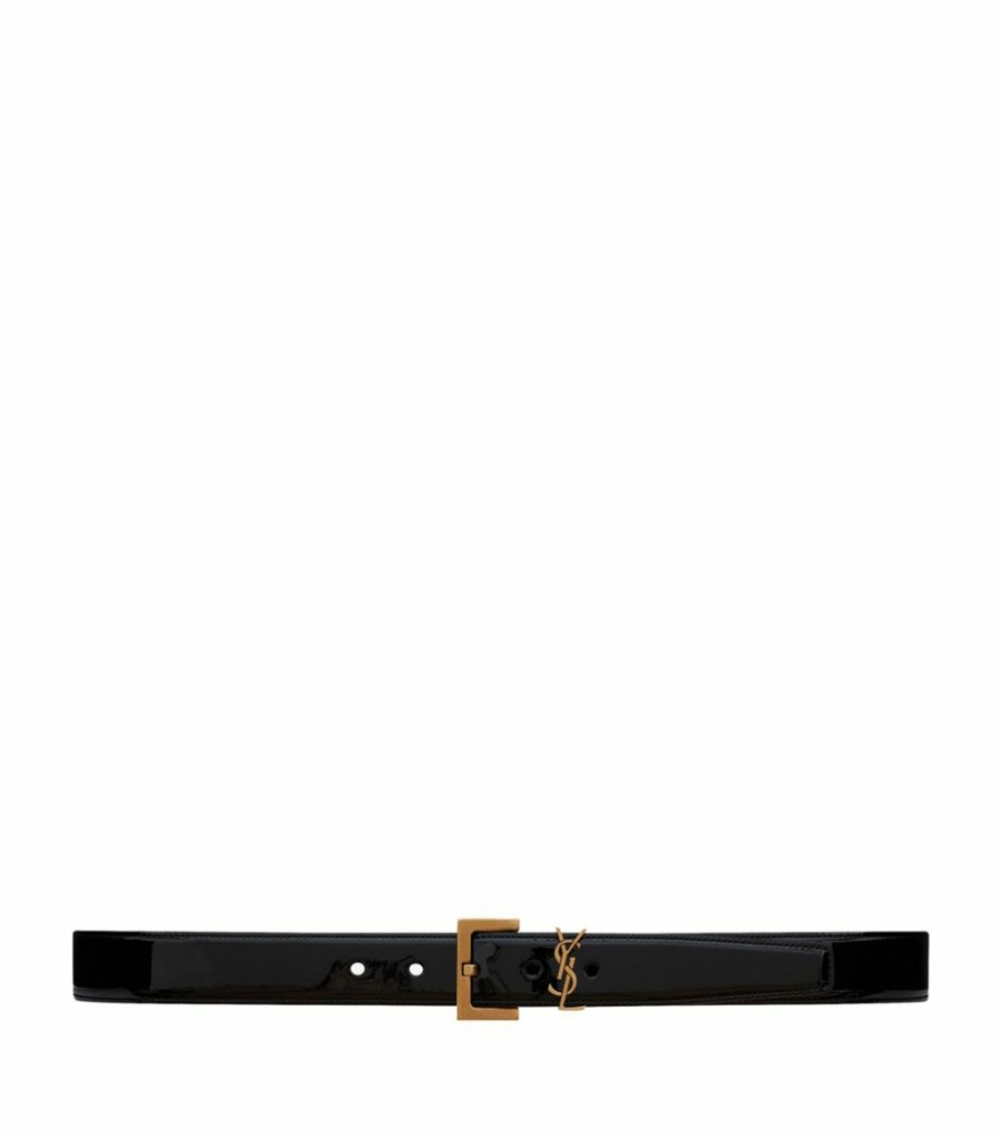 Women * | Buy Saint Laurent Leather Logo Belt 1000 Belts