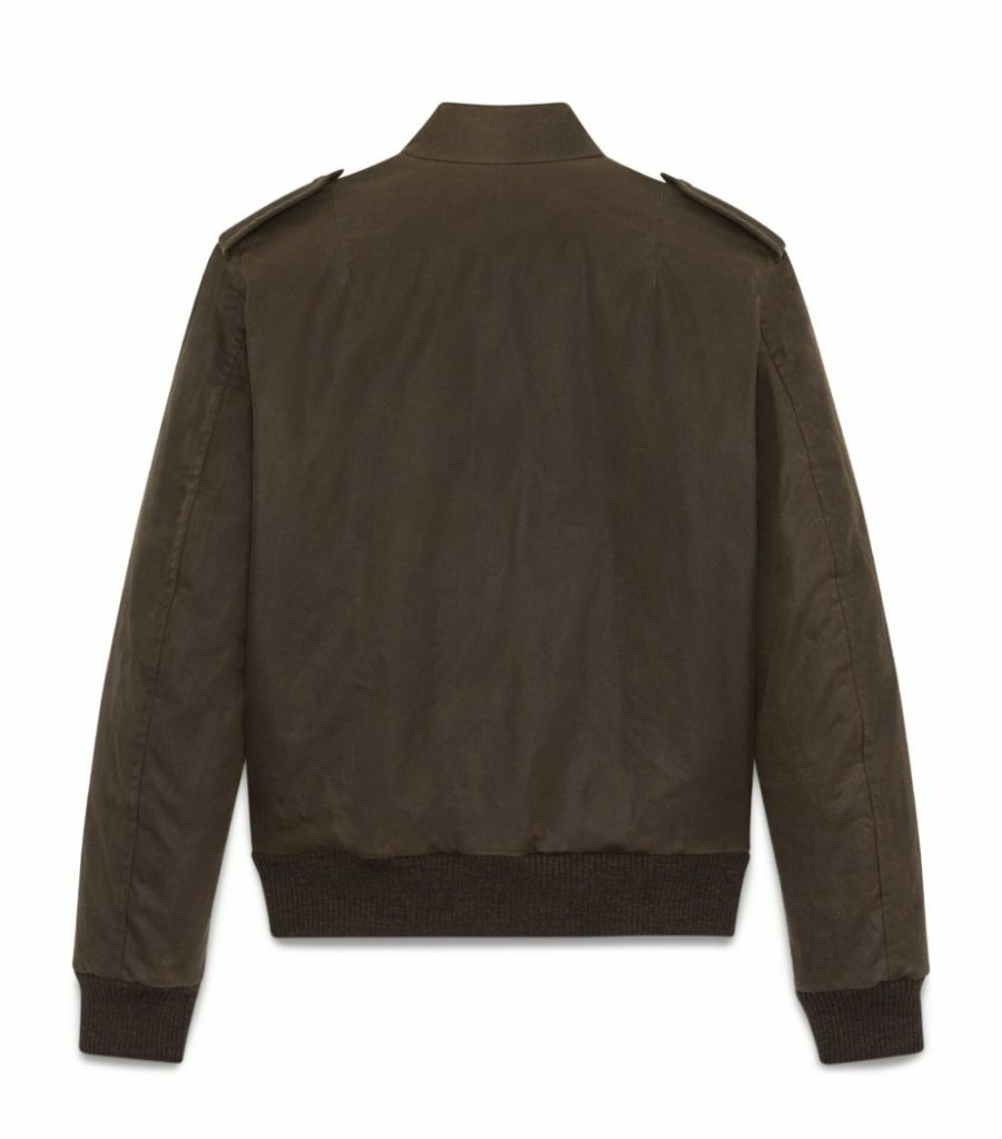 Men * | Best Pirce Saint Laurent Waxed Bomber Jacket 1300 Bomber Jackets