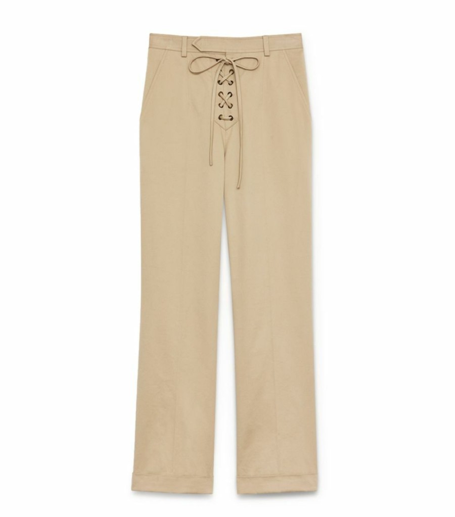 Women * | Coupon Saint Laurent Lace-Up Trousers 9520 Tailored Trousers