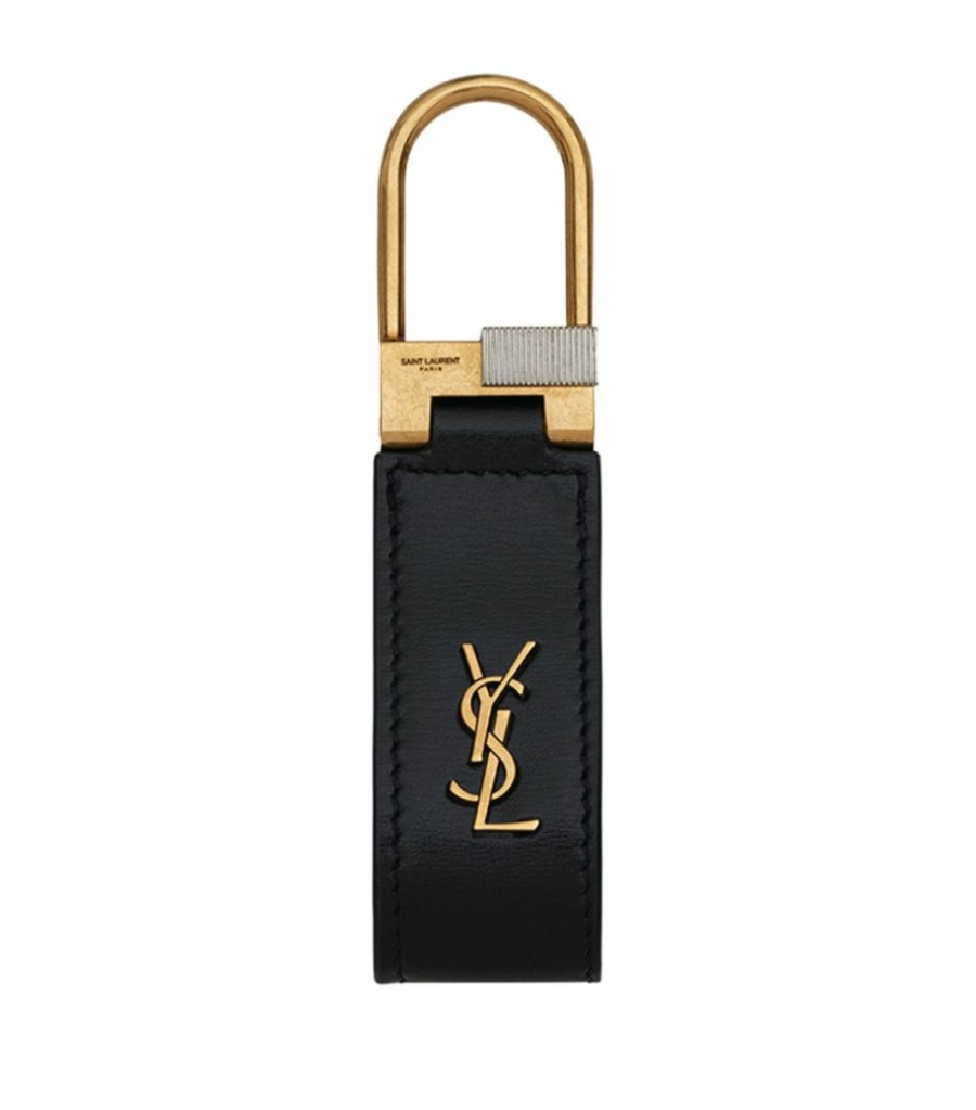 Jewellery & Watches * | Brand New Saint Laurent Leather Monogram Keychain 1000 Rings