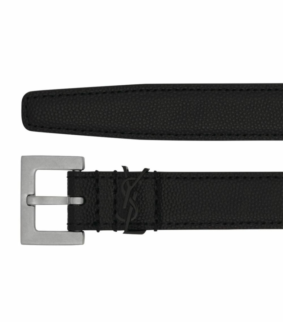 Women * | Flash Sale Saint Laurent Leather Monogram Belt 1000 Belts