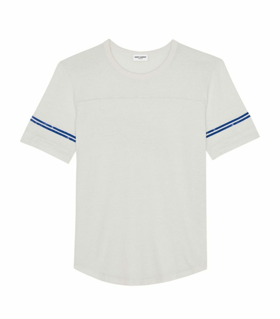 Men * | Outlet Saint Laurent Distressed '50S Signature T-Shirt 9781 Printed T-Shirts