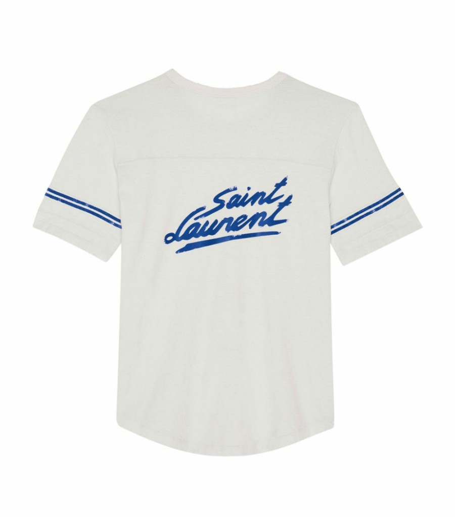 Men * | Outlet Saint Laurent Distressed '50S Signature T-Shirt 9781 Printed T-Shirts