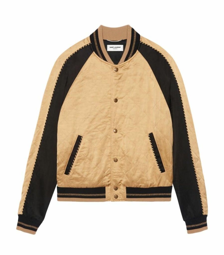 Men * | Top 10 Saint Laurent Quilted Bomber Jacket 8045 Bomber Jackets