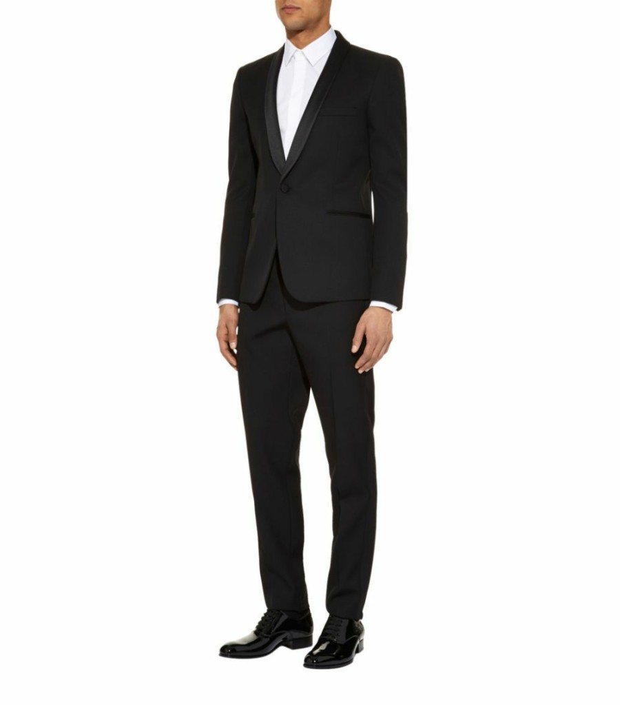 Men * | Cheapest Saint Laurent Satin Shawl Lapel Tuxedo Jacket 1000 Blazers