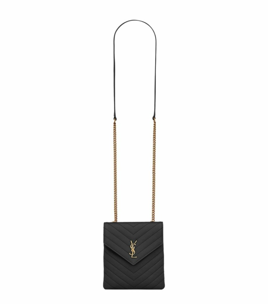 Women * | Cheapest Saint Laurent Double Flap Cross-Body Bag 1000 Crossbody Bags