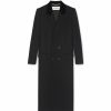 Women * | Discount Saint Laurent Velvet-Trim Double-Breasted Coat 1000 Pea Coats