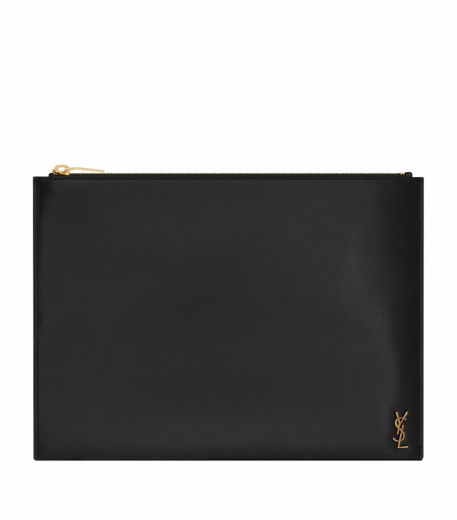 Men * | Best Sale Saint Laurent Leather Monogram Document Case 1000 Laptops & Briefcases