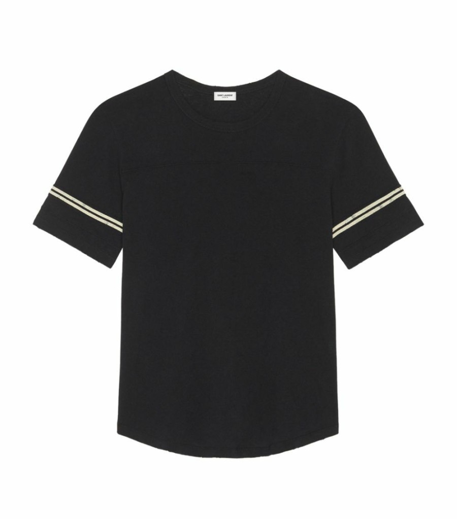 Men * | Cheap Saint Laurent Distressed '50S Signature T-Shirt 1095 Printed T-Shirts