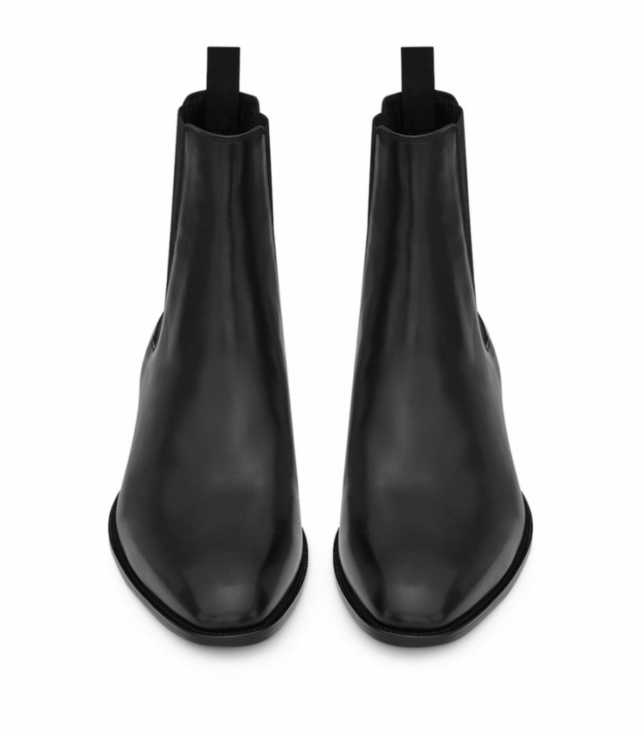 Men * | Discount Saint Laurent Leather Wyatt Chelsea Boots 1000