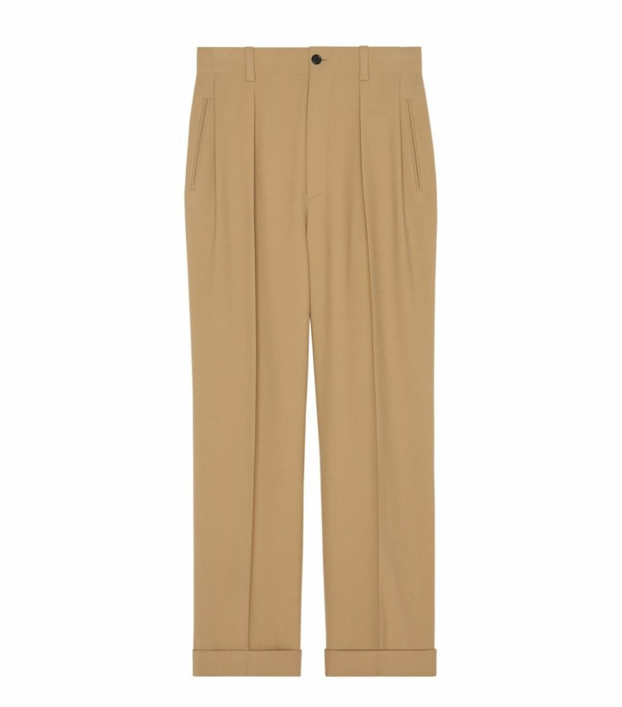 Women * | Coupon Saint Laurent Virgin Wool Relaxed Trousers 2613 Tailored Trousers