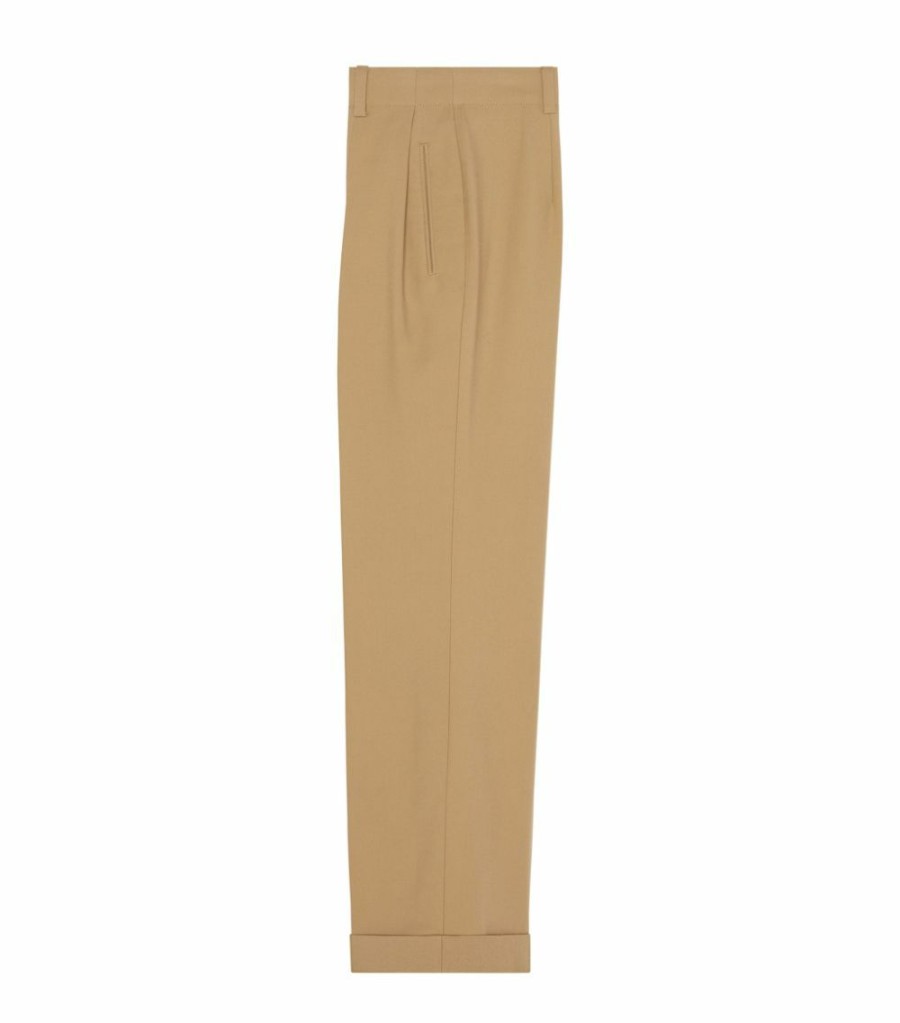 Women * | Coupon Saint Laurent Virgin Wool Relaxed Trousers 2613 Tailored Trousers