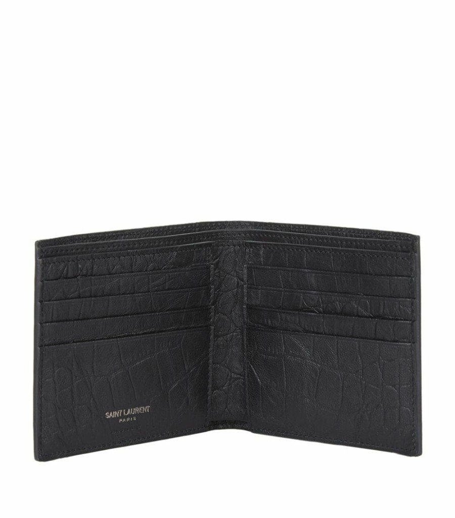 Men * | Outlet Saint Laurent Monogram Crocodile Effect Wallet 1000 Wallets