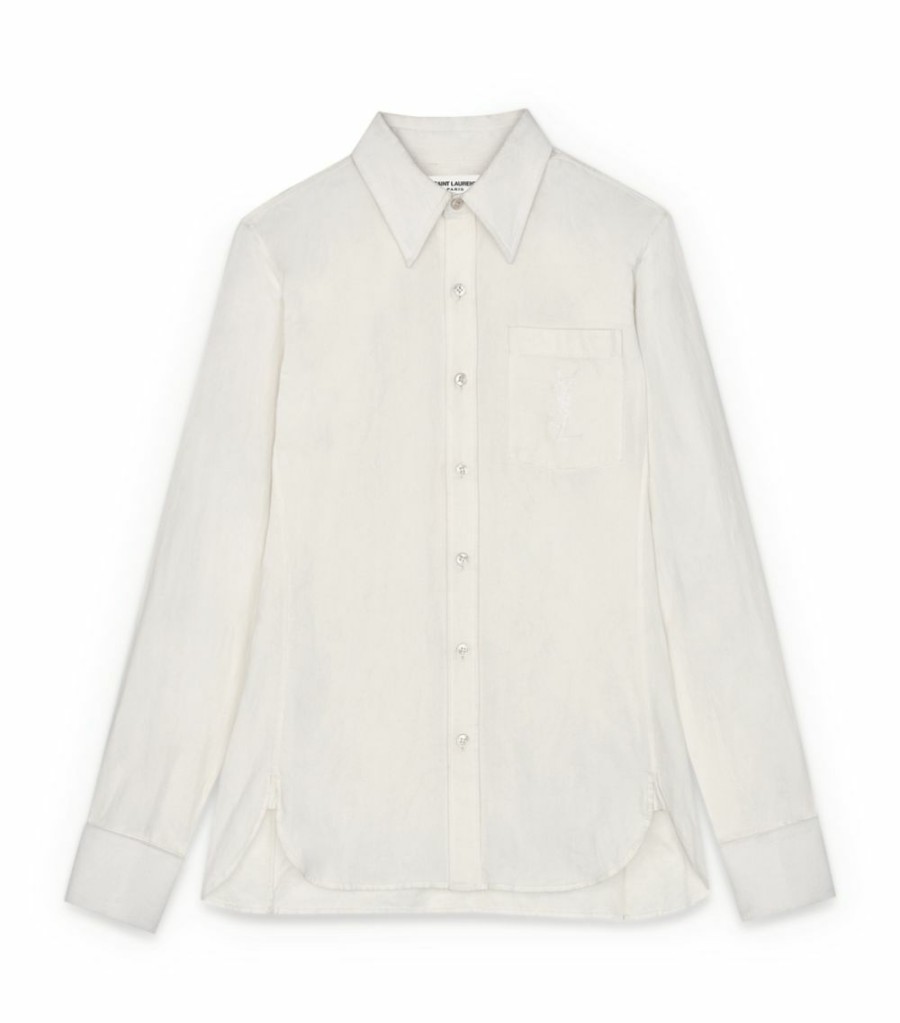 Women * | Coupon Saint Laurent Cotton-Linen Shirt 9601 Shirts