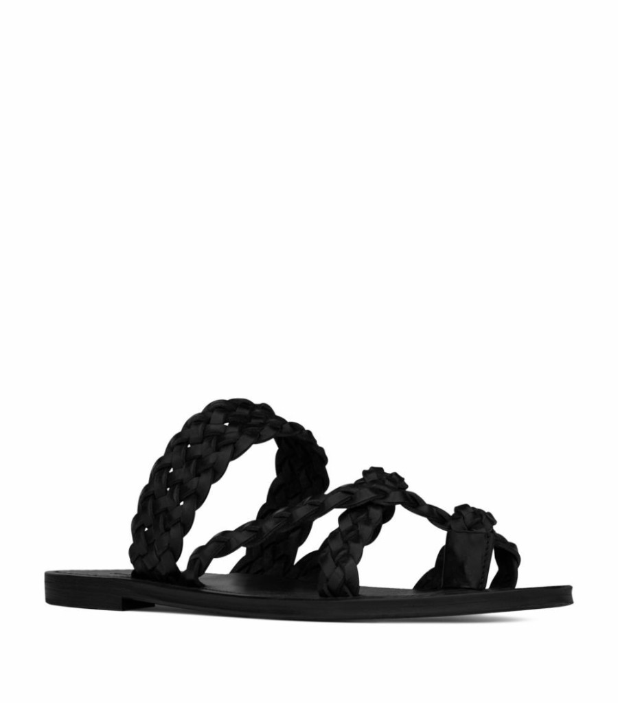 Men * | Brand New Saint Laurent Leather Neil Sandals 1000 Slides