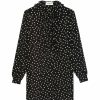 Women * | Flash Sale Saint Laurent Silk Polka-Dot Print Dress 1095 Little Black Dresses