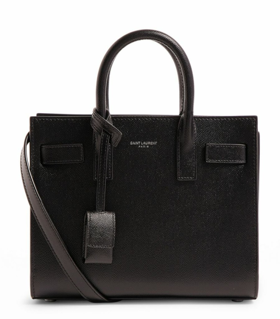 Women * | Flash Sale Saint Laurent Nano Leather Sac De Jour Tote Bag 1000 Crossbody Bags