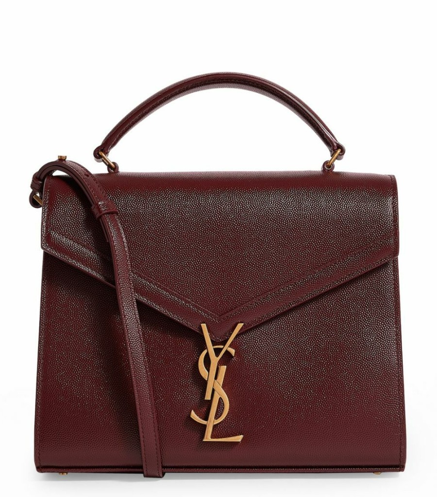 Women * | Coupon Saint Laurent Medium Cassandra Top-Handle Grain De Poudre Shoulder Bag 6475 Top Handle Bags