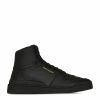 Men * | Budget Saint Laurent Leather Mid-Top Sneakers 1000 High-Top Sneakers