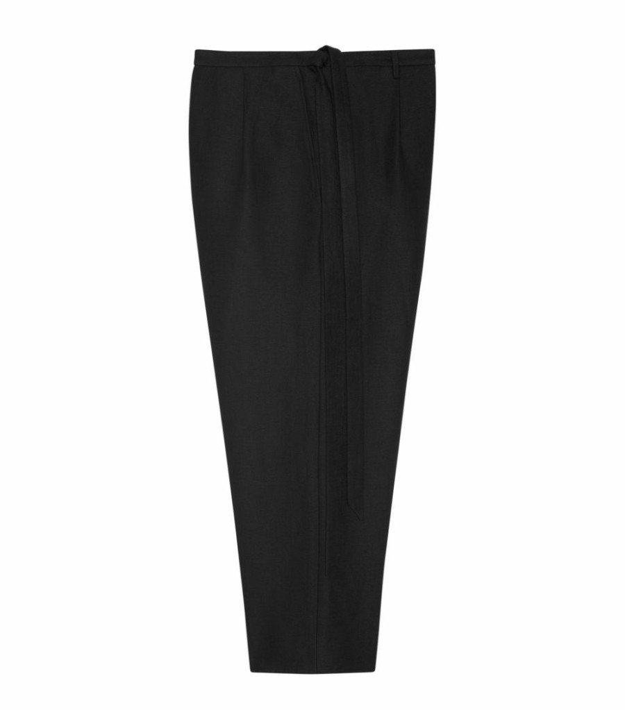 Men * | Cheapest Saint Laurent Linen-Blend Tie-Side Trousers 1000 Tailored Trousers