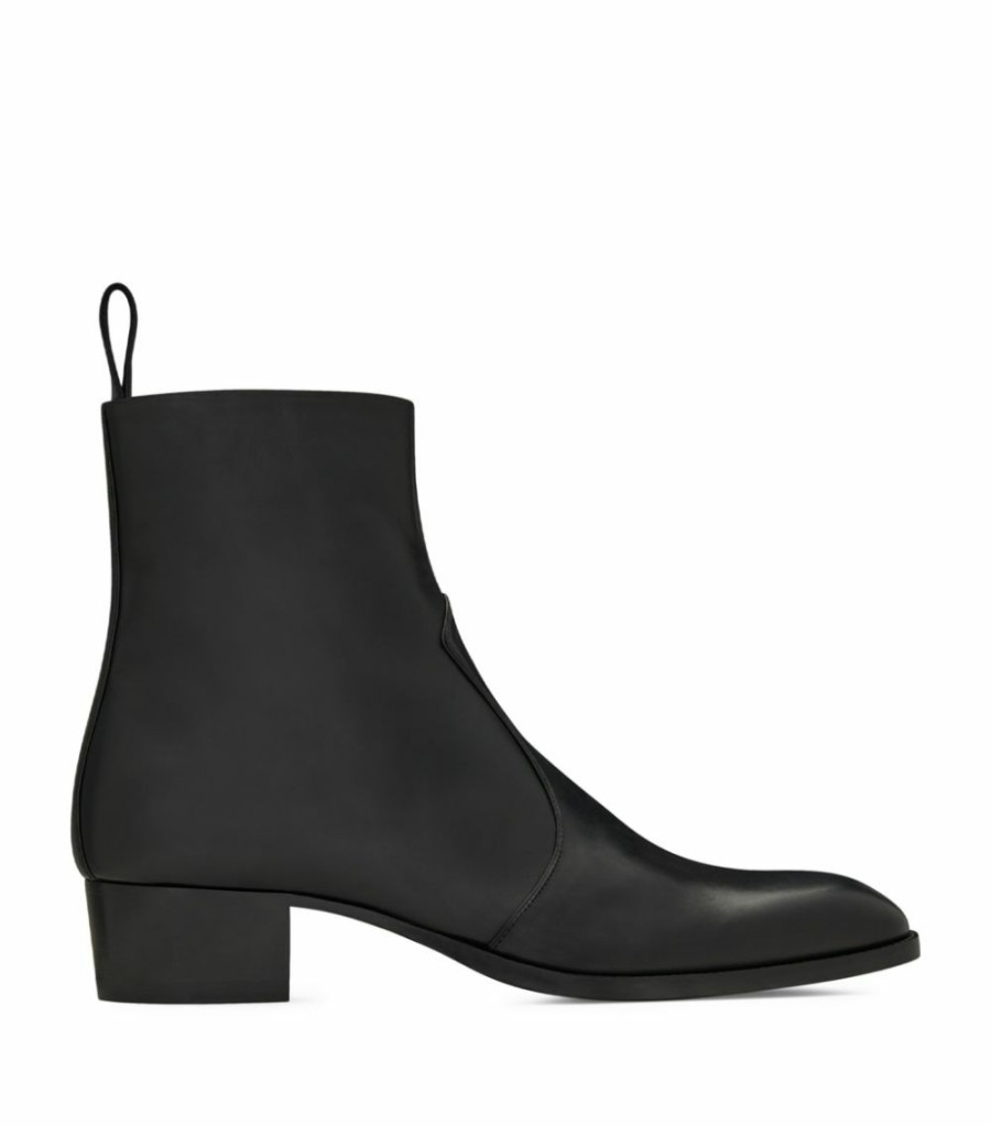 Men * | Discount Saint Laurent Leather Wyatt Ankle Boots 1000 Chelsea Boots