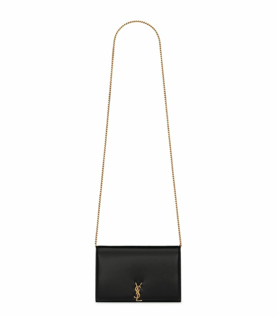 Women * | Best Reviews Of Saint Laurent Leather Chain Wallet 1000 Wallet On Chain