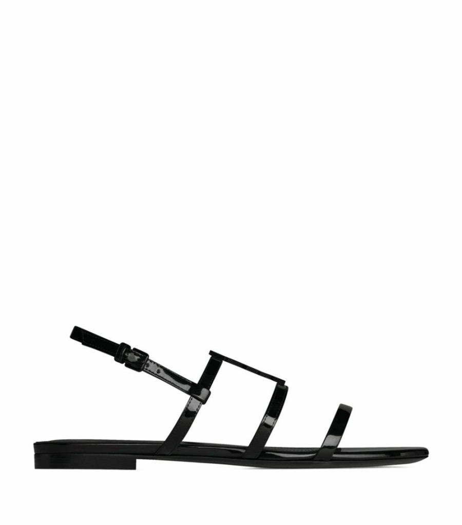 Women * | Coupon Saint Laurent Leather Cassandra Flat Sandals 1000