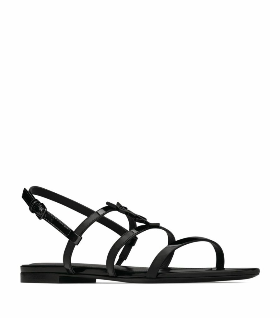 Women * | Coupon Saint Laurent Leather Cassandra Flat Sandals 1000