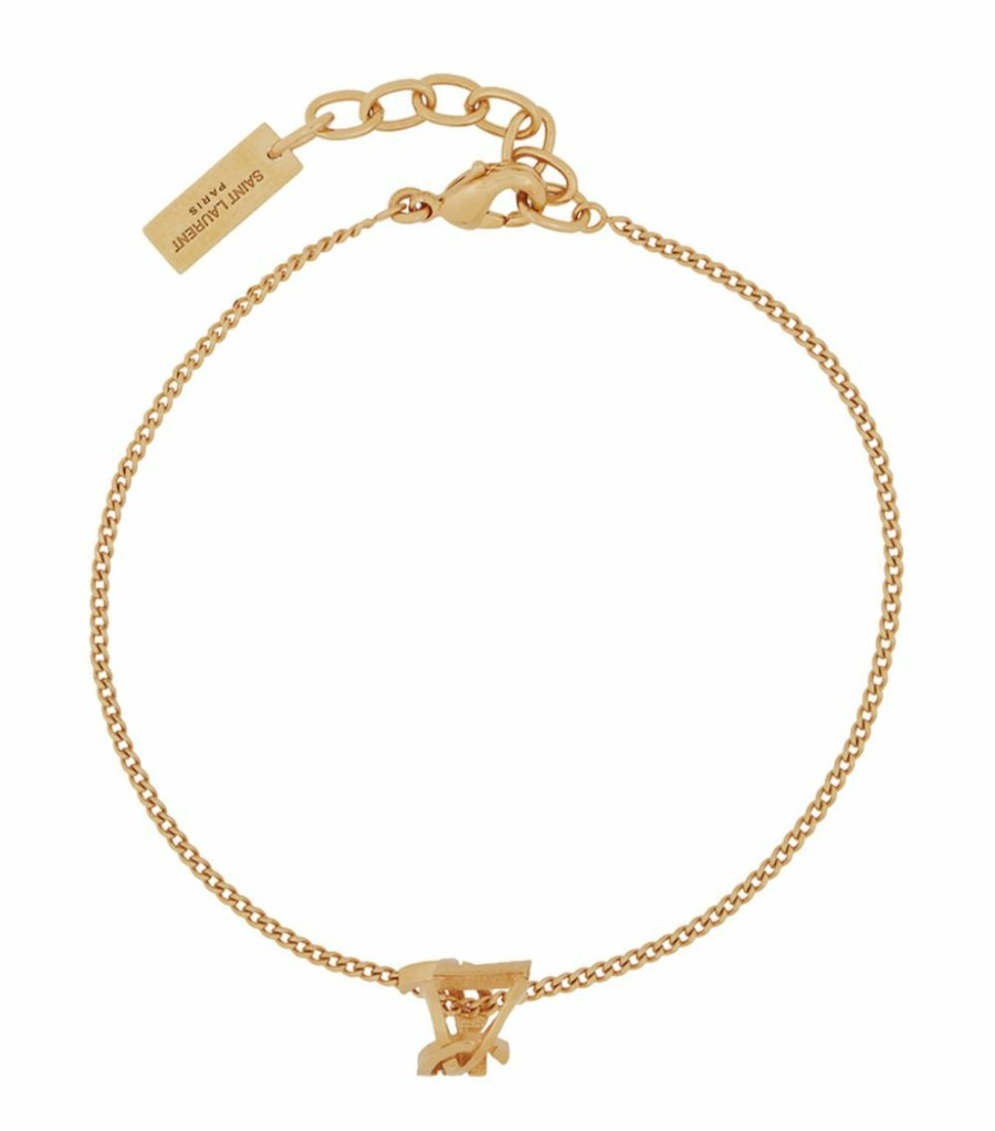 Jewellery & Watches * | Flash Sale Saint Laurent Twisted Logo Bracelet 8030 Bracelets