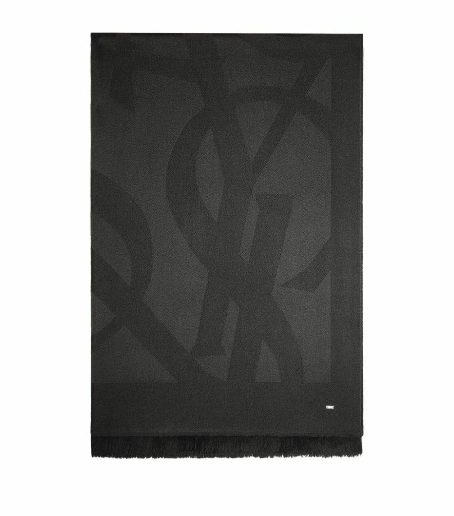 Women * | Promo Saint Laurent Monogram Logo Scarf 1000 Scarves