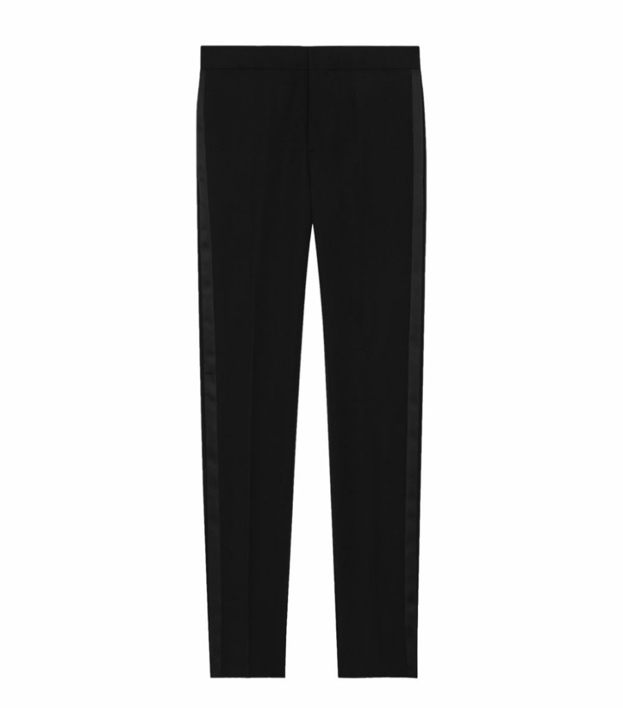 Men * | New Saint Laurent Straight-Leg Tuxedo Trousers 1000 Tailored Trousers