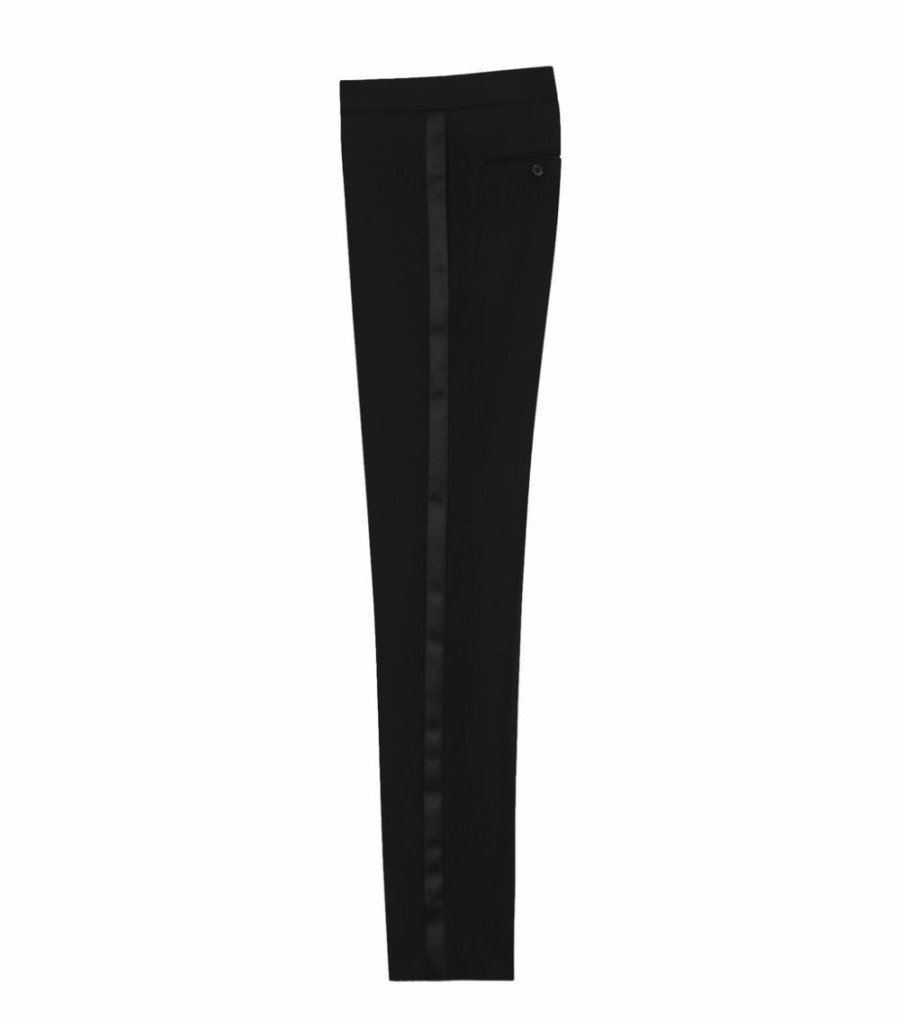 Men * | New Saint Laurent Straight-Leg Tuxedo Trousers 1000 Tailored Trousers