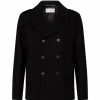 Men * | Hot Sale Saint Laurent Wool Double-Breasted Coat 1000 Pea Coats