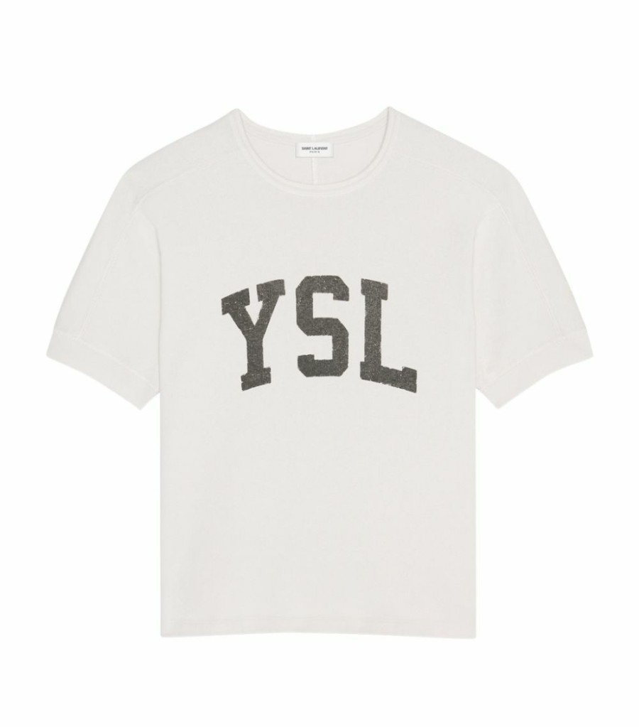 Men * | Best Reviews Of Saint Laurent Logo T-Shirt 9766 Printed T-Shirts