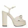 Women * | Cheap Saint Laurent Leather Bianca Sandals 85 1906 Heeled Sandals