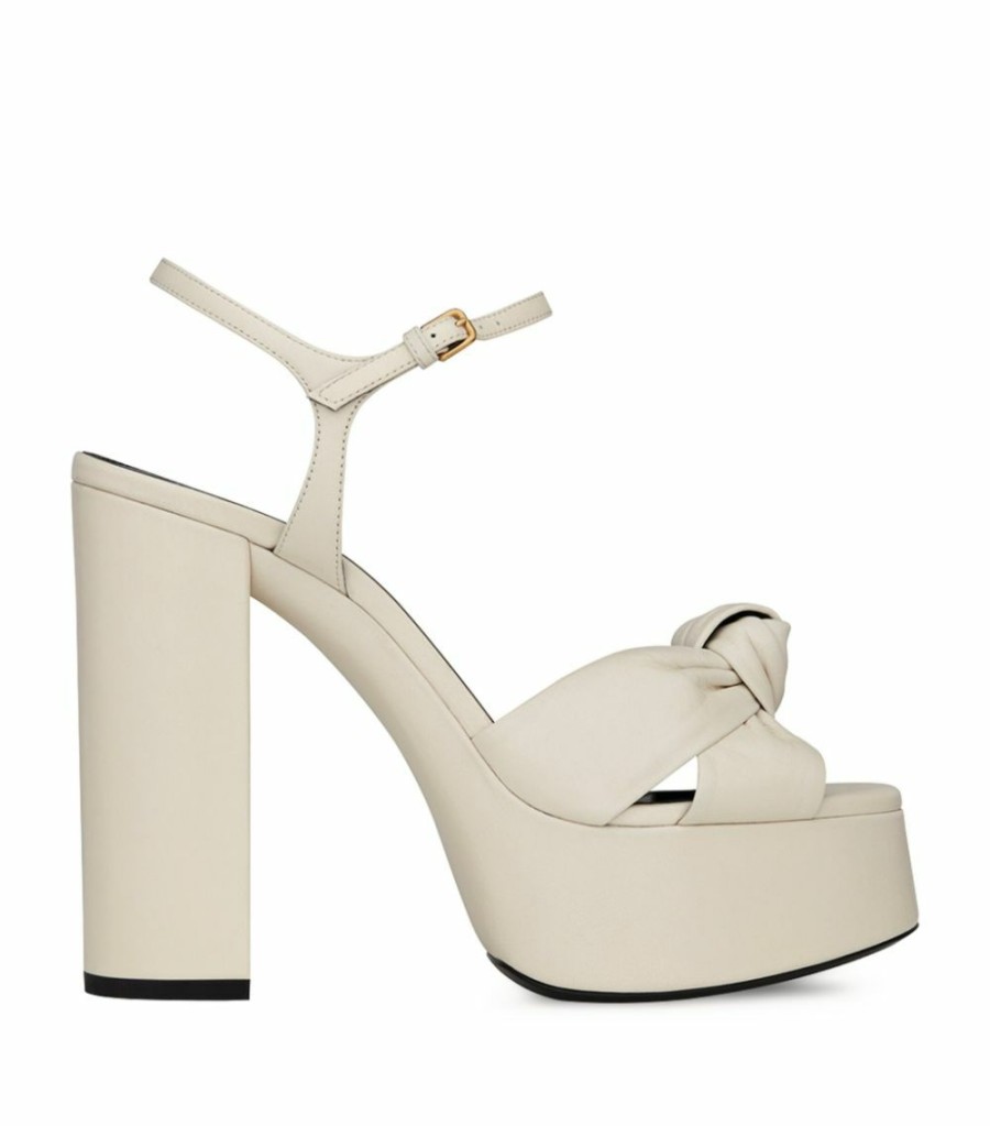 Women * | Cheap Saint Laurent Leather Bianca Sandals 85 1906 Heeled Sandals