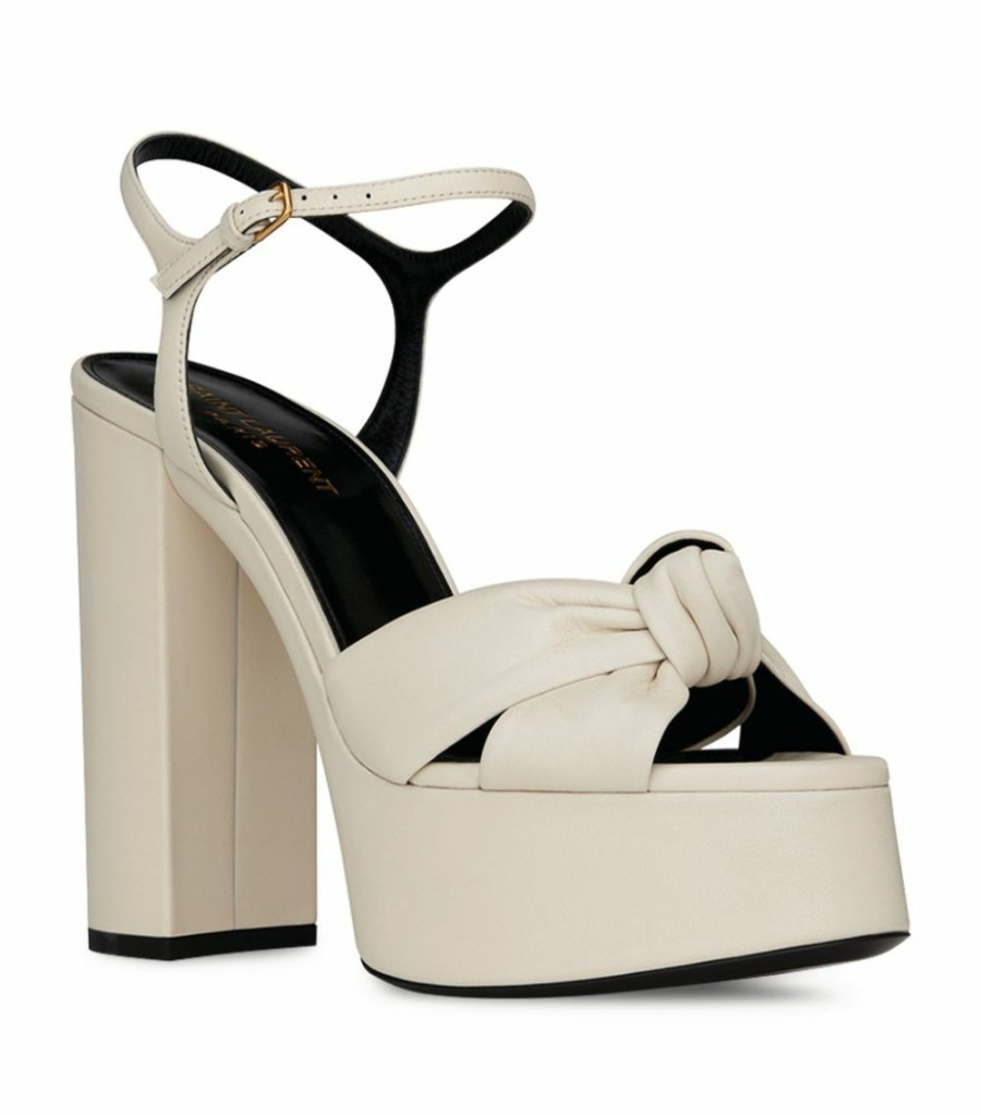 Women * | Cheap Saint Laurent Leather Bianca Sandals 85 1906 Heeled Sandals