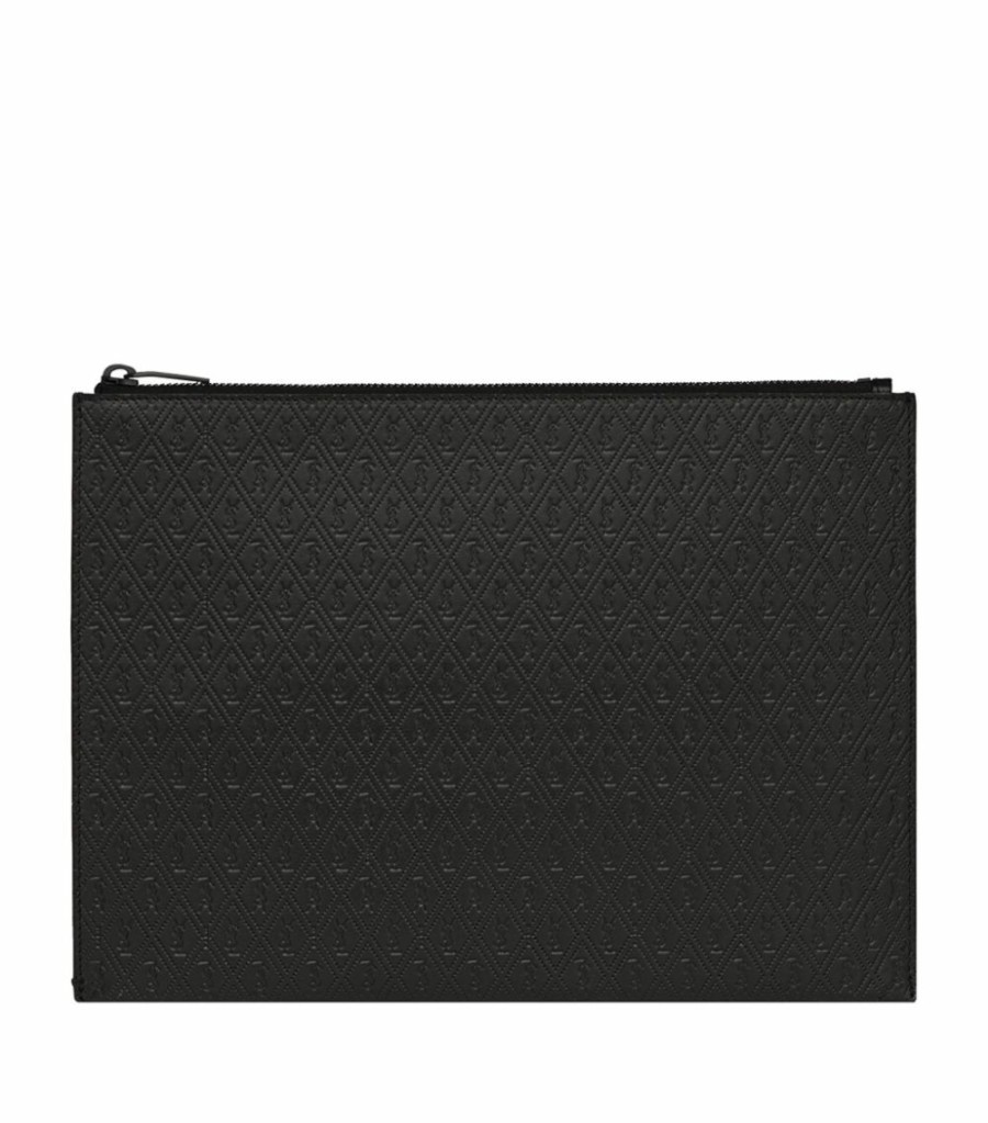 Men * | Hot Sale Saint Laurent Leather Zipped Tablet Holder 1000 Phone Cases